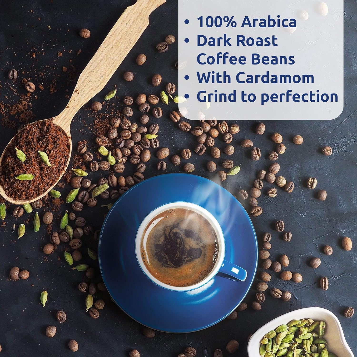 Café Najjar, Turkish Coffee with Cardamom, 450 Gr, 100% Arabica Coffee Beans, Ground Coffee, Dark Roast, Lebanese Coffee, Arabic Coffee, Coffee Beverages, Works with Turkish Coffee Machine.