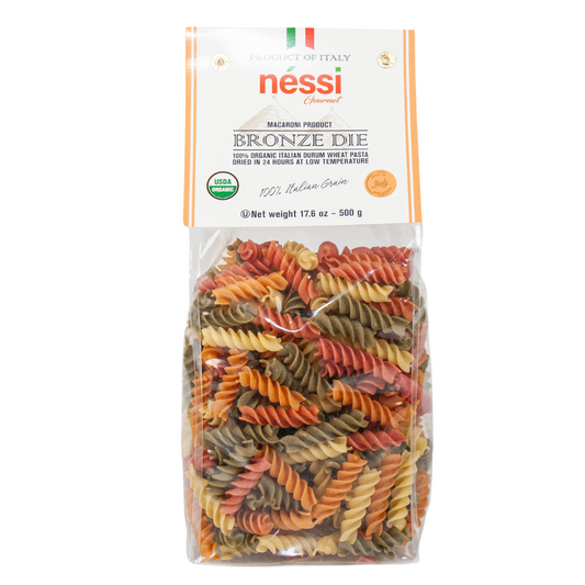 Néssi Organic Colorful Fusilli – Bronze Die-Cut Italian Pasta (500G / 17.6Oz / 1.1 Lb)