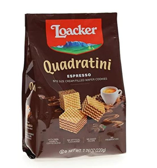 Loacker Quadratini Espresso Bite-Size Wafer Cookies 7.76Oz