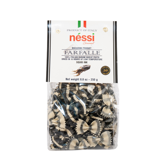 Néssi Pasta Squid Ink Farfalle – Gourmet Italian Pasta With Bold Flavor (250G / 8.8Oz / 0.55 Lb)