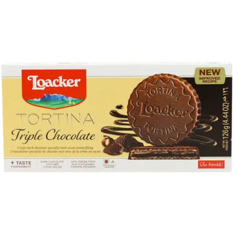 Loacker Tortina Triple Chocolate Chocolate Wafer Specialty 4.44Oz