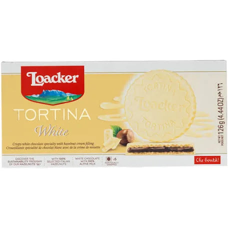 Loacker Tortina White Chocolate Coated Wafer 4.44Oz