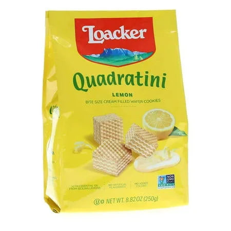 Loacker Quadratini Bite Size Wafer Cookies Lemon 8.82Oz