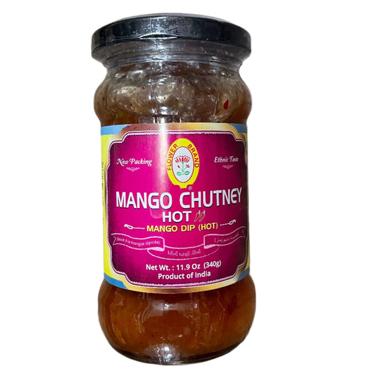 Flower Brand Mango Chutney Hot 11.9Oz 340G Spicy Flavor