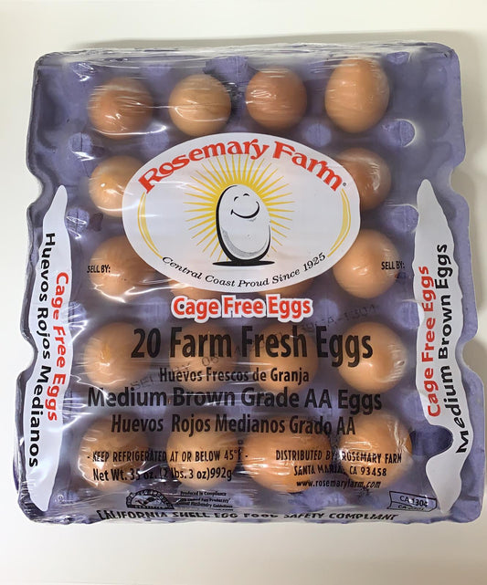 Rosemary Farm 20 Medium Brown Farm Fresh Eggs