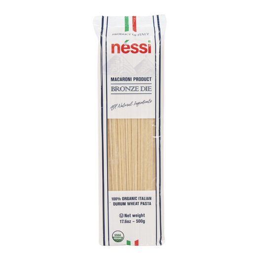 Néssi Organic Capellini – Bronze Die-Cut Italian Pasta (500G / 17.6Oz / 1.1 Lb)