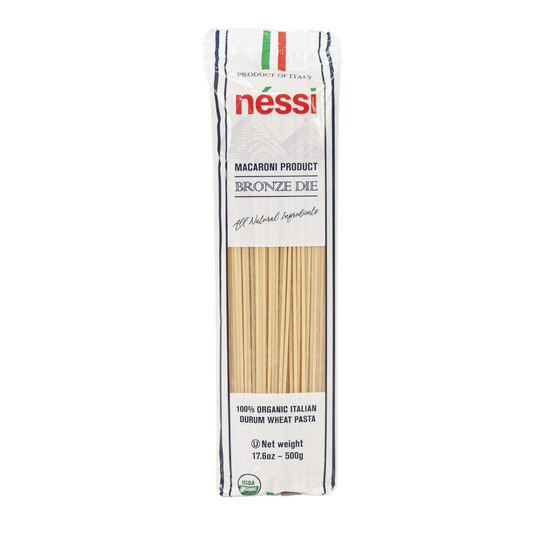 Néssi Organic Spaghetti – Bronze Die-Cut Italian Pasta (500G / 17.6Oz / 1.1 Lb)